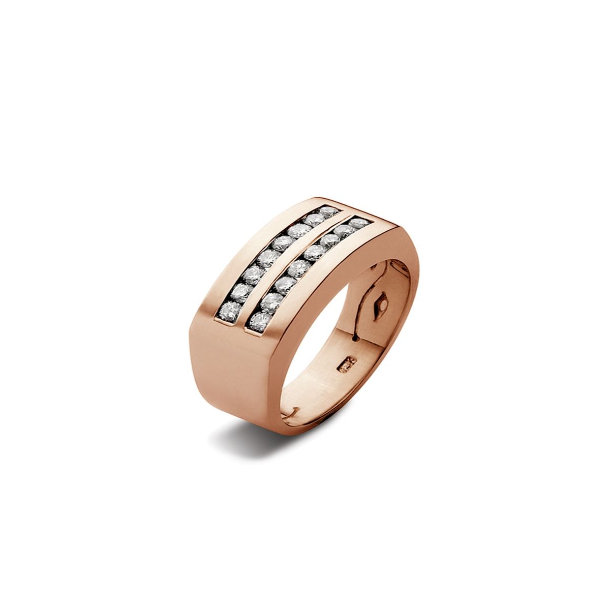 JB JOYAS BARON - Anillo de Oro Rosado 18kt Modelo Nizo con 16 Diamantes de 2puntos SI/H