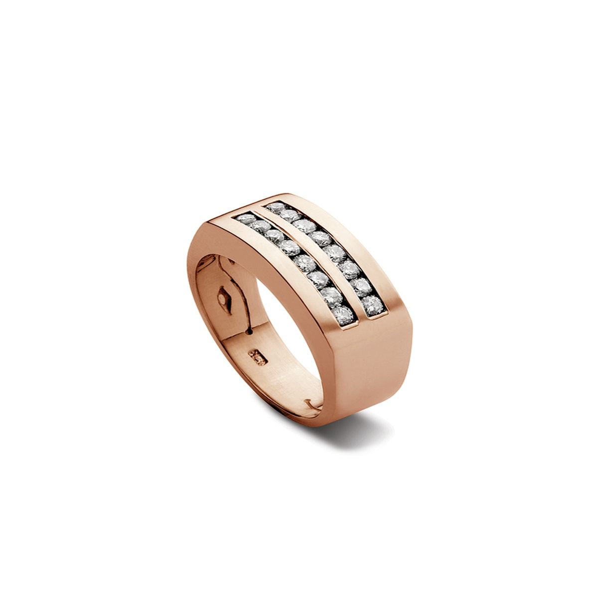 JB JOYAS BARON - Anillo de Oro Rosado 18kt Modelo Nizo con 16 Diamantes de 2puntos SI/H