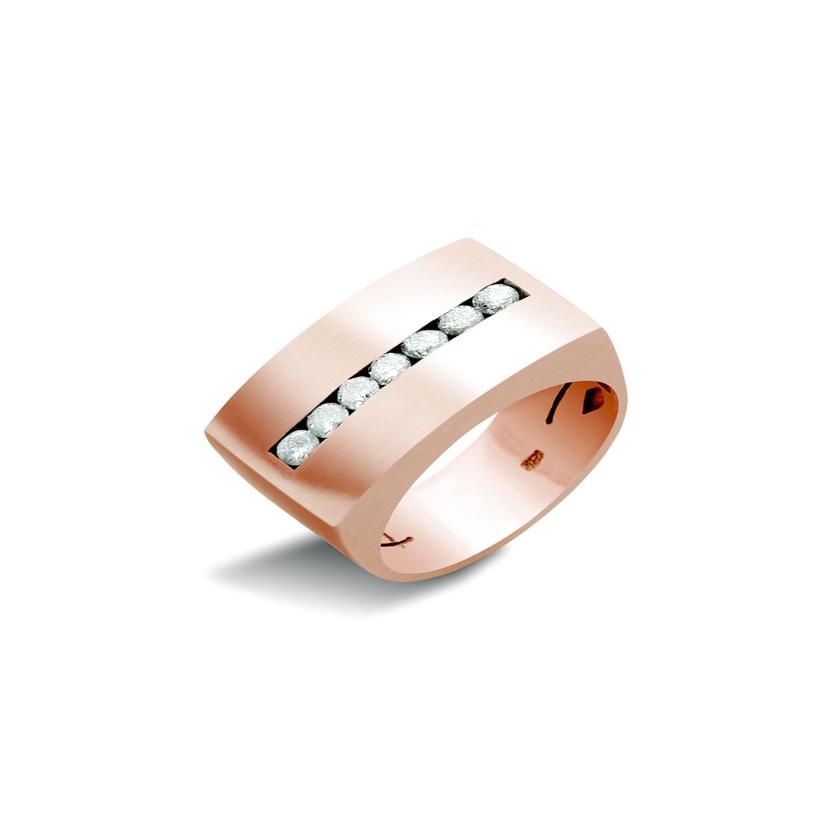 JB JOYAS BARON - Anillo de Oro Rosado 18kt Modelo Dumo 7 Diamantes de 5puntos cada uno
