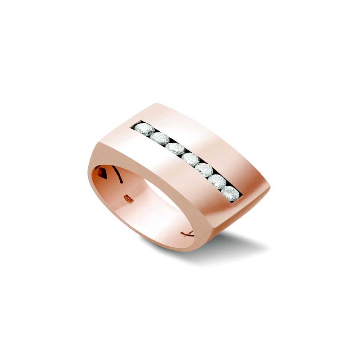 JB JOYAS BARON - Anillo de Oro Rosado 18kt Modelo Dumo 7 Diamantes de 5puntos cada uno