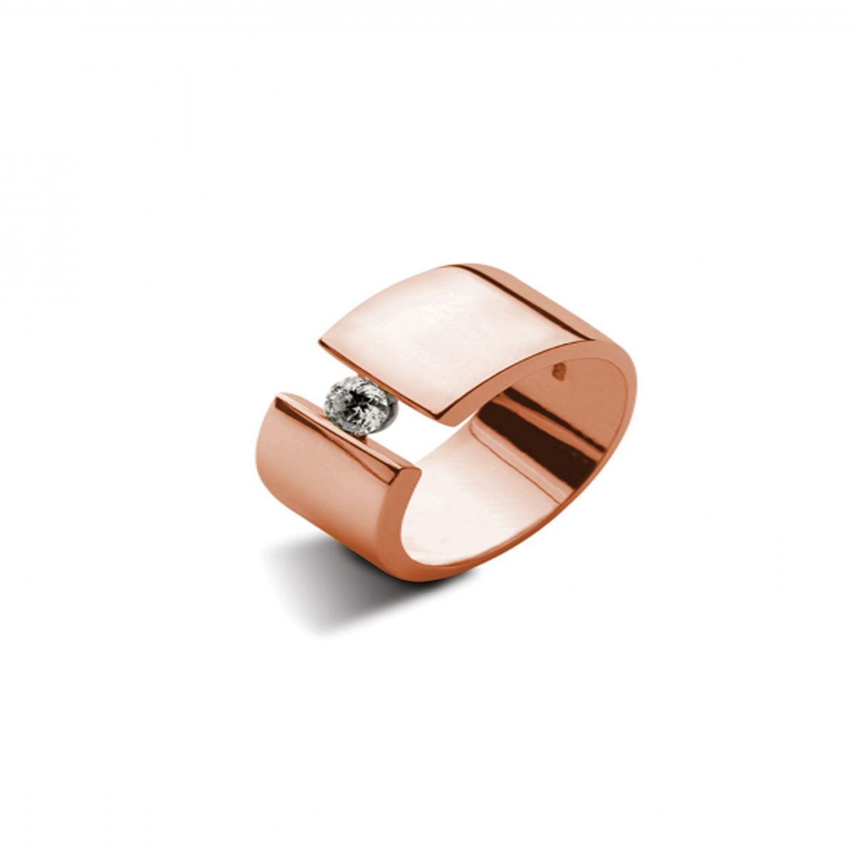 JB JOYAS BARON - Anillo de Oro Rosado 18kt Modelo Voler 01 Diamante Solitario de 10pts