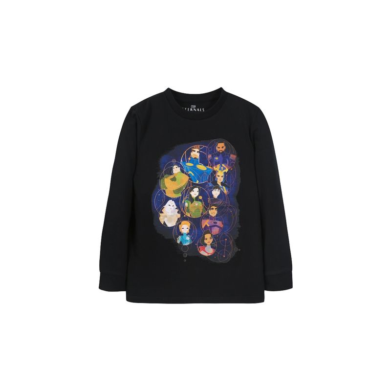 MARVEL - Polera Manga Larga Niño Eternals Team Negro Marvel