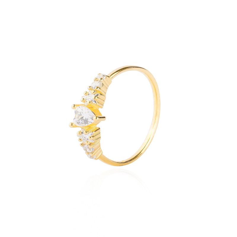 JB JOYAS BARON - Anillo Plata Esterlina 925 Cintillo Corazón Revestido Oro 18kt