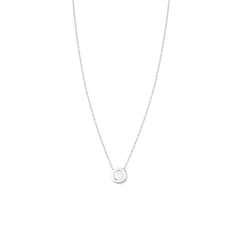 JB JOYAS BARON - Collar de Oro Blanco 18kt Diamante Punto Luz 10pts Corte Brillante