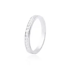 JB JOYAS BARON - Anillo de Oro 18kt con Diamantes 26pts Modelo Riel Corte Brillante