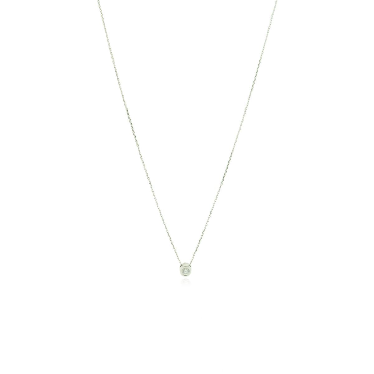 JB JOYAS BARON - Collar de Oro Blanco 18kt Punto de Luz Diamante 6pts Corte Brillante