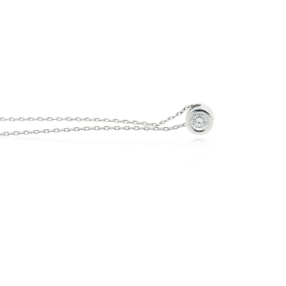 JB JOYAS BARON - Collar de Oro Blanco 18kt Punto de Luz Diamante 6pts Corte Brillante