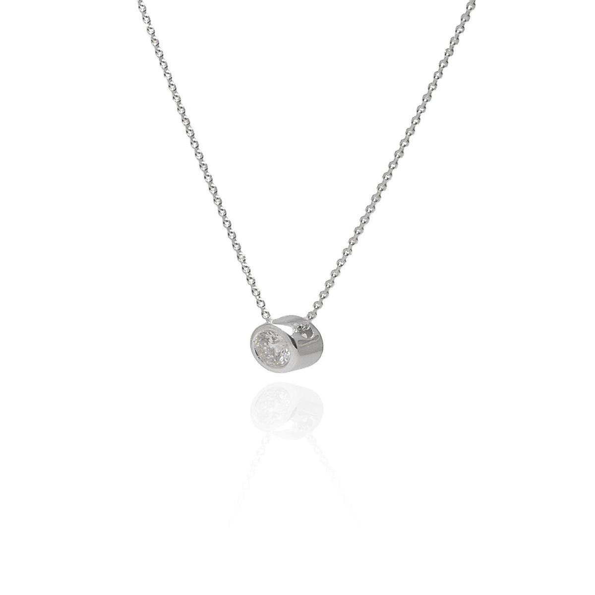 JB JOYAS BARON - Collar de Oro 18kt Diamante Punto de Luz 15pts Corte Brillante SI/H