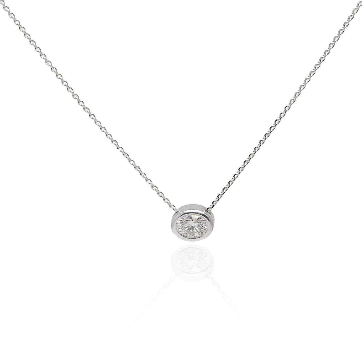 JB JOYAS BARON - Collar de Oro 18kt Diamante Punto de Luz 15pts Corte Brillante SI/H