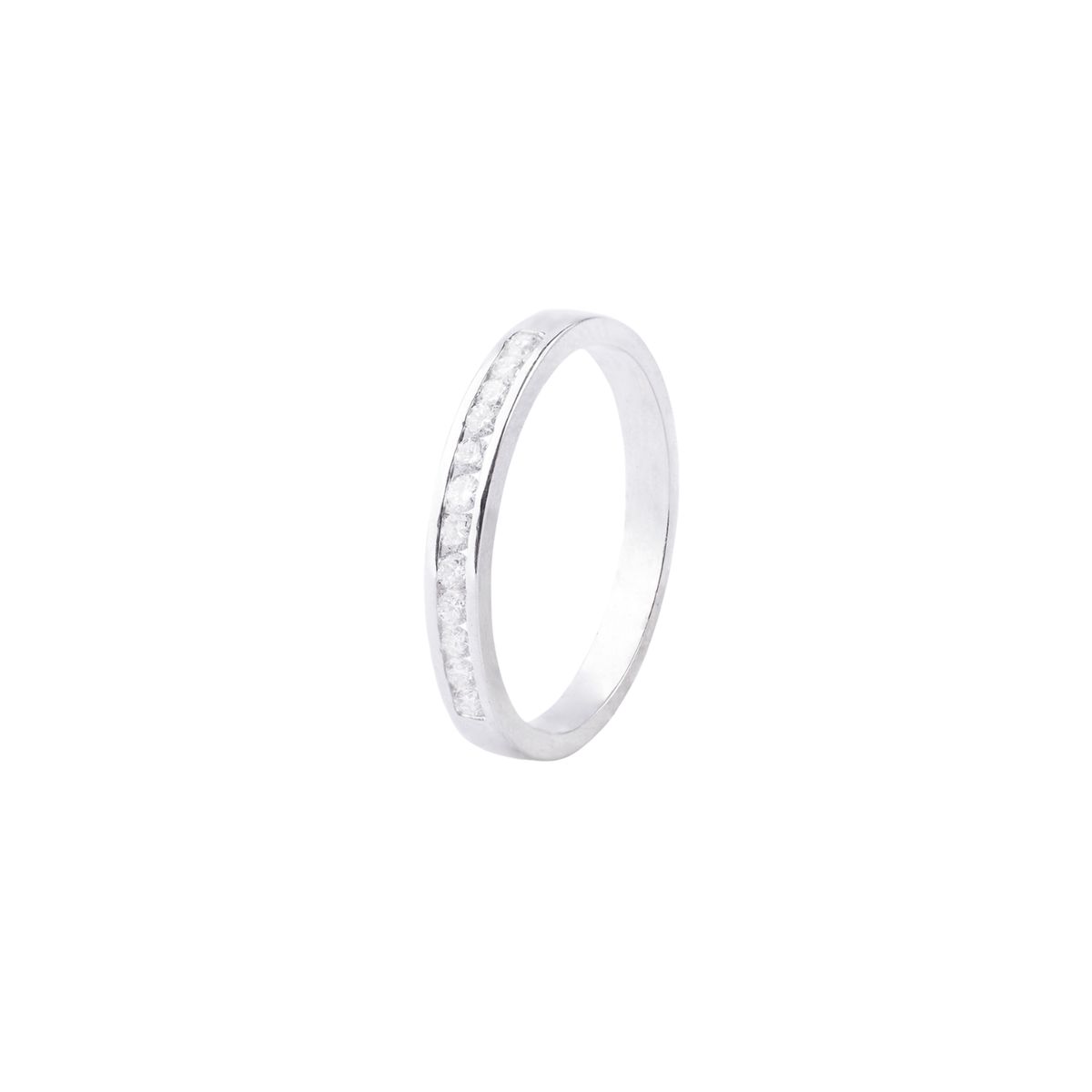 JB JOYAS BARON - Anillo de Oro 18kt con Diamantes 26pts Modelo Riel Corte Brillante