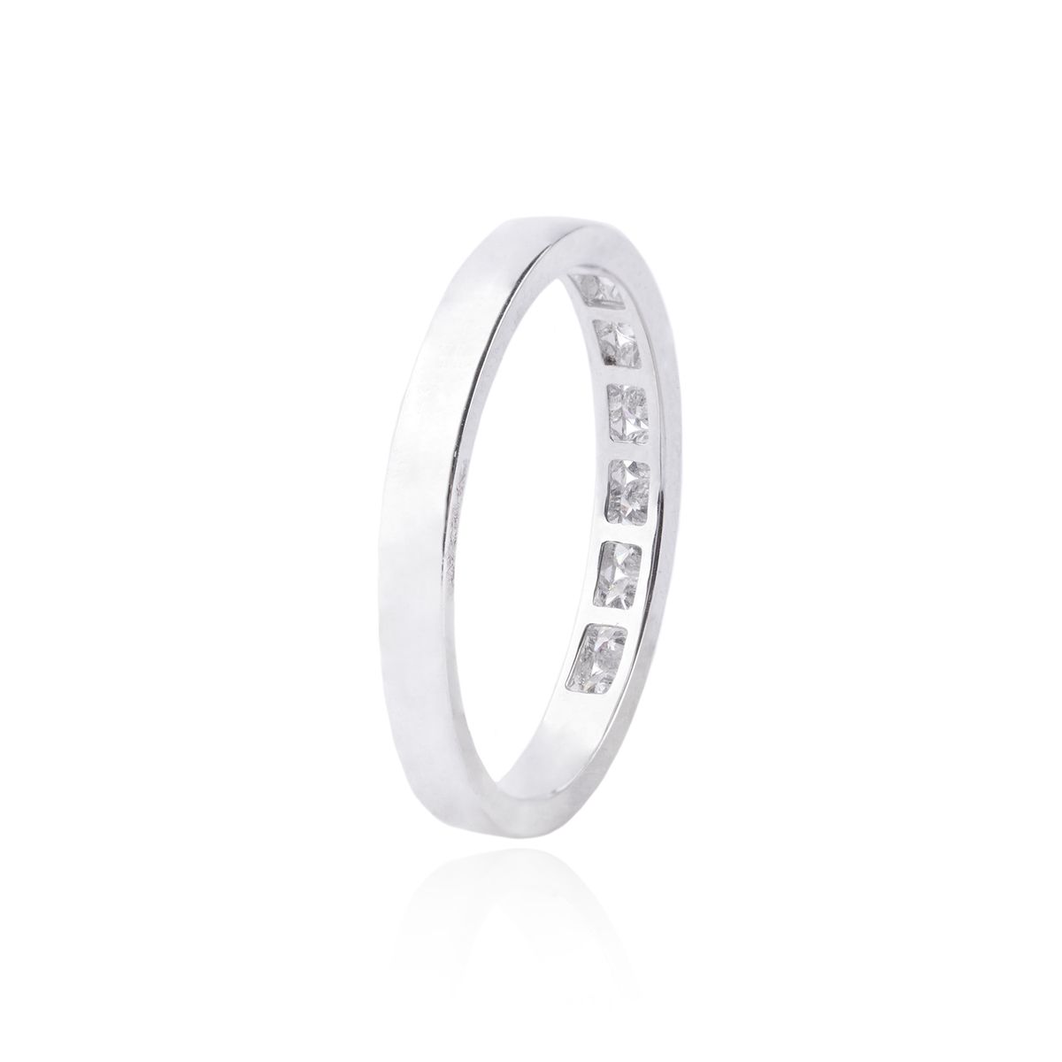 JB JOYAS BARON - Anillo de Oro 18kt con Diamantes 26pts Modelo Riel Corte Brillante