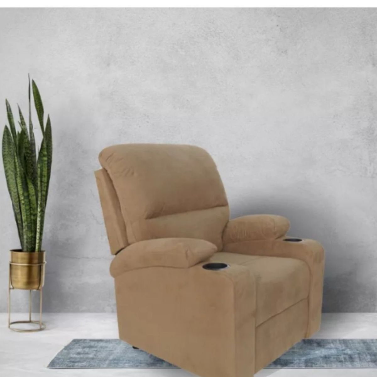 GENERICO - Bergere Sillón Reclinable Olimpo Marca Idetex Tela Color Beige