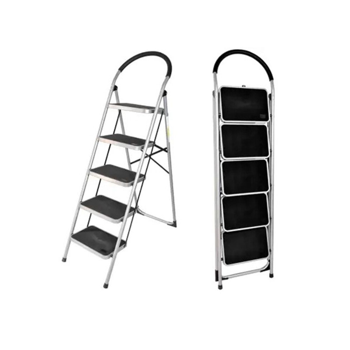 GENERICO - Escalera Acero Tubular 5 Peldaños Heavy Duty 150 KG – Blanca – JZ902-5B