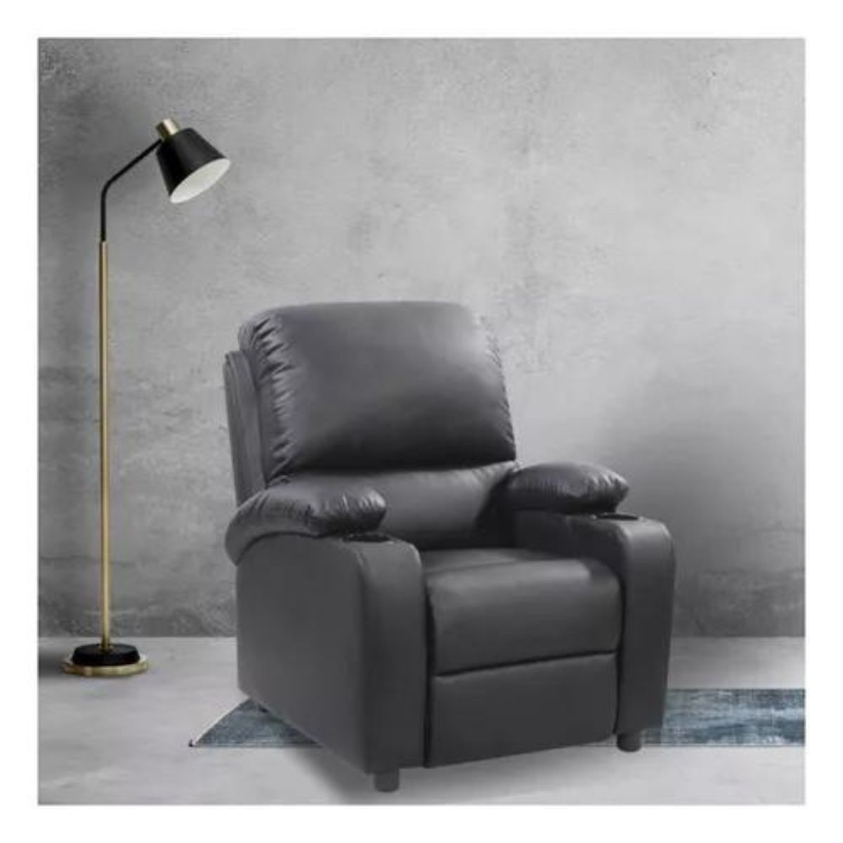 CUISINE BY IDETEX - Bergere Sillón Reclinable Olimpo Marca Idetex Cuero Sintético Negro