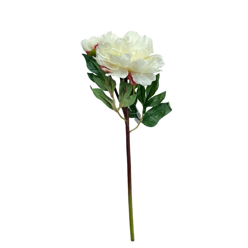 COREL - Flor Decorativa Peonia Con Botón Blanca 54cm