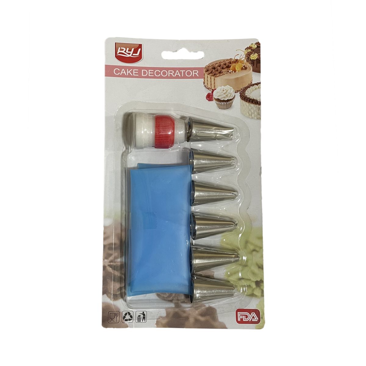 GENERICO - Manga Pastelera De Silicona + 6 Boquillas Acero Inoxidable