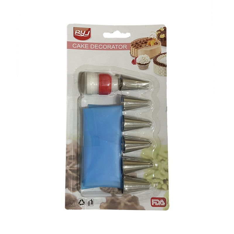 GENERICO - Manga Pastelera De Silicona + 6 Boquillas Acero Inoxidable
