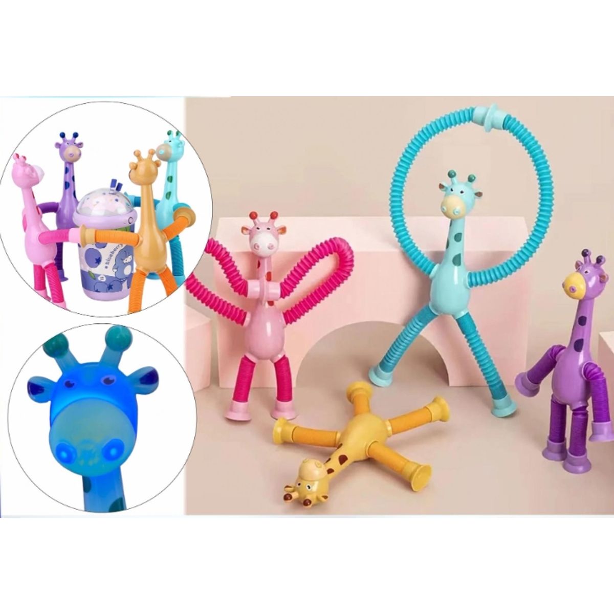 GENERICO - Pack 12 Juguetes Sensorial De Jirafa Tubo Extensible