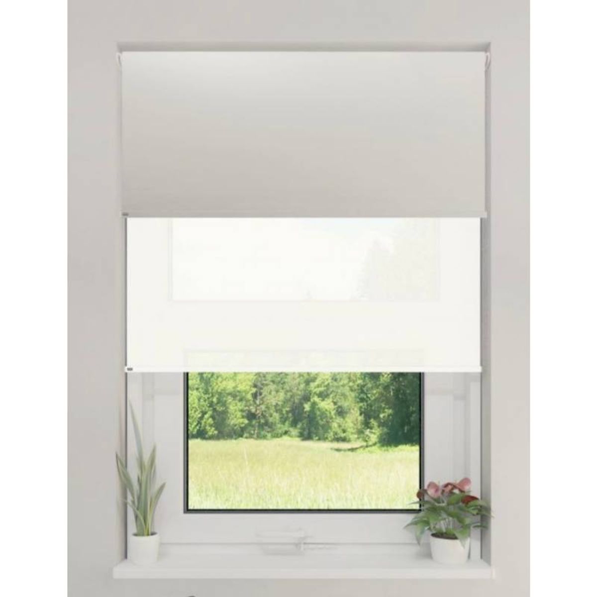 GENERICO - Cortina Roller Doble Blackout  Sunscreen 200x200 BLANCO