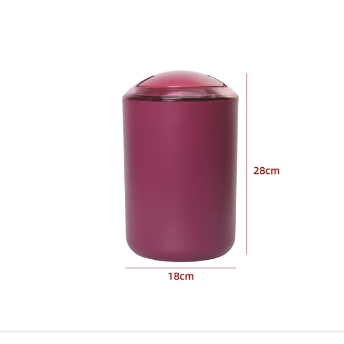 GENERICO - Papelero Plastico Tapa Guiratoria Burdeo 28X18X18CM