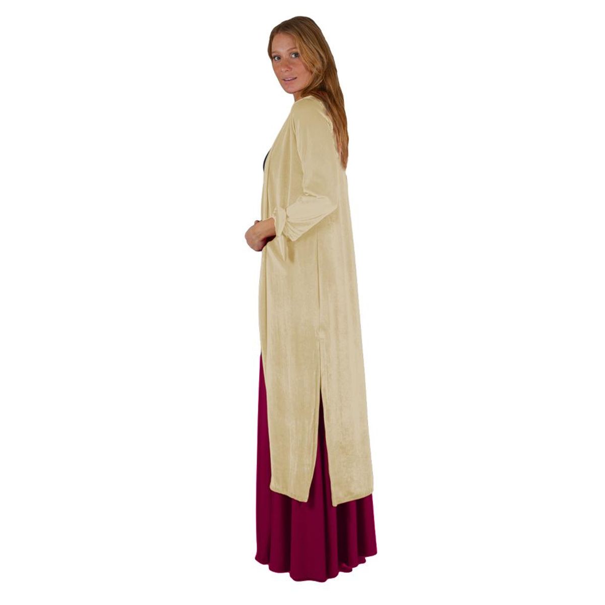 MARIA PASKARO - Tapado Kimono Largo Verona Beige Terciopelo Maria Paskaro MARIA PASKARO