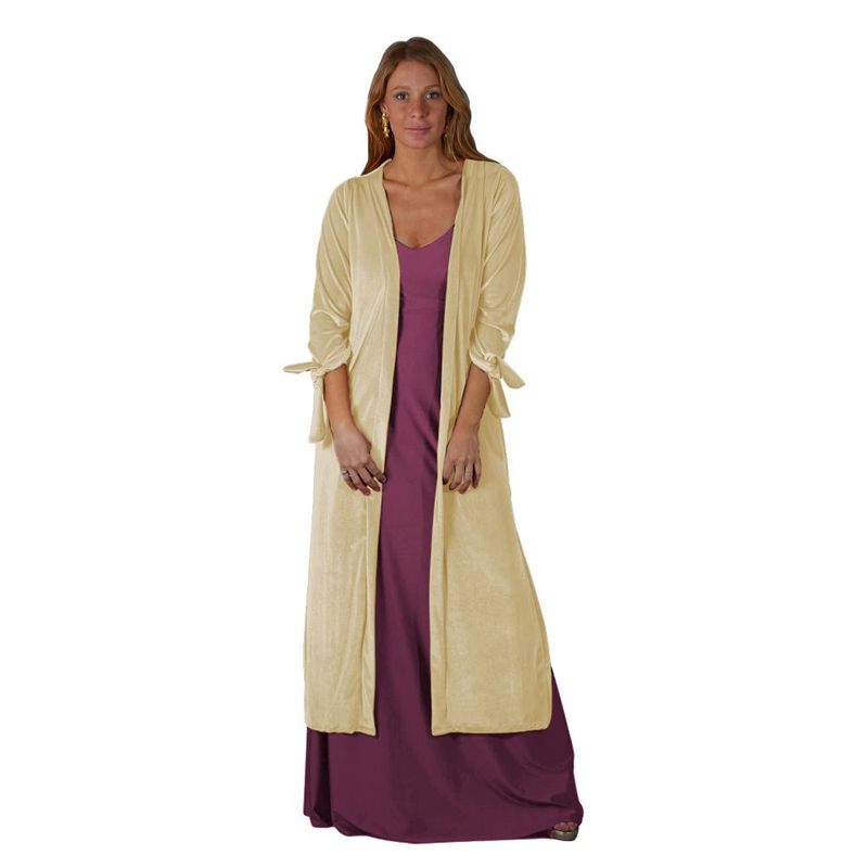 MARIA PASKARO - Tapado Kimono Largo Verona Beige Terciopelo Maria Paskaro - Beige