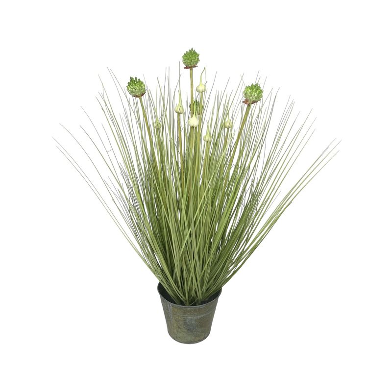 COREL - Pasto Hoja Chica Con Florecencia Blanca 25cm Artificial
