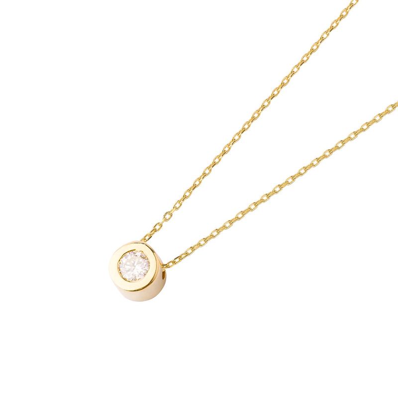 JB JOYAS BARON - Collar de Oro Amarillo 18kt con Diamante Punto de Luz 8pts