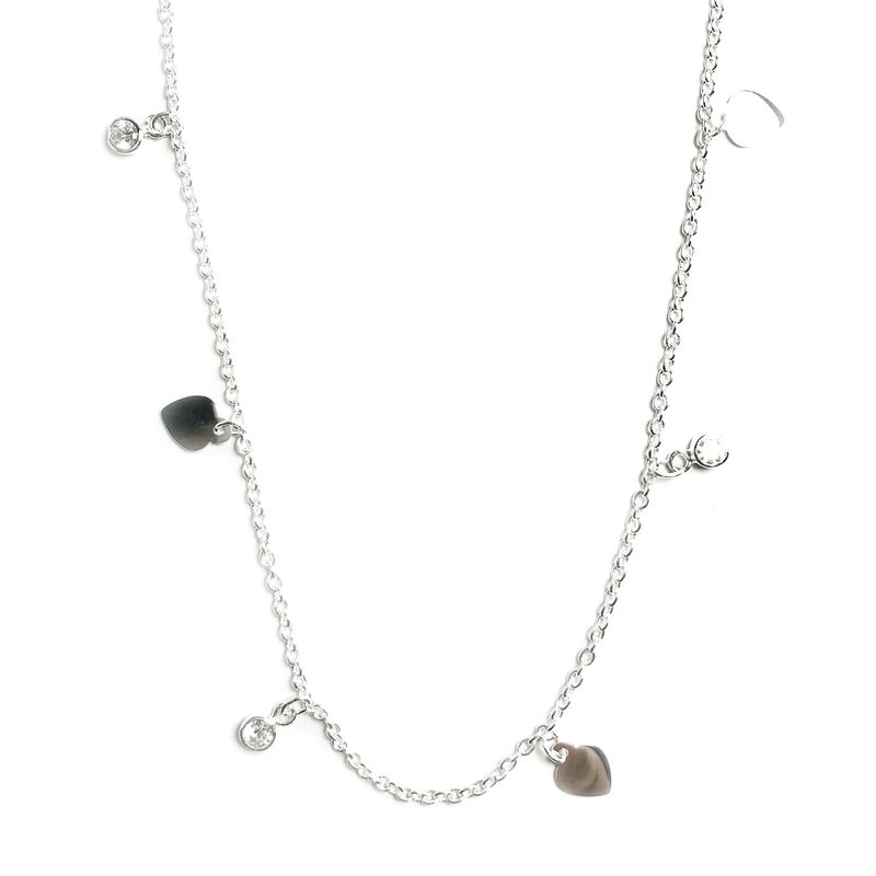 ANDREA COGGIOLA JOYAS - Collar Corazón Circón Redondo Plata Fina 925