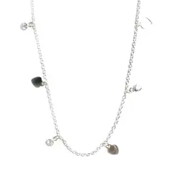 ANDREA COGGIOLA JOYAS - Collar Corazón Circón Redondo Plata Fina 925