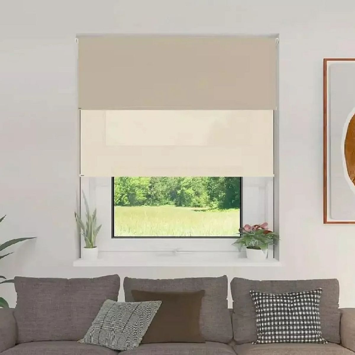 GENERICO - Cortina Roller Doble Blackout  Sunscreen 140x200 BEIGE