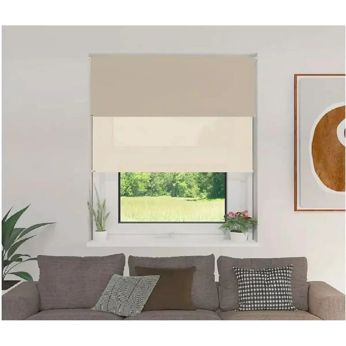 GENERICO - Cortina Roller Doble Blackout  Sunscreen 140x200 BEIGE