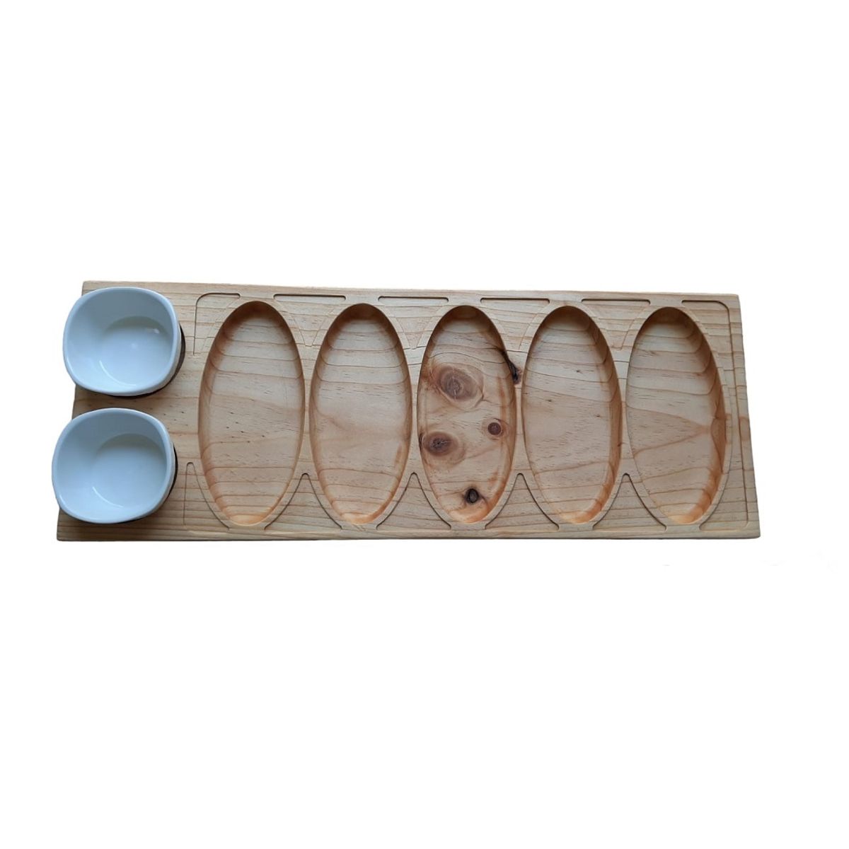 GENERICO - Tabla dúo para cóctel y carnes con 2 pocillos