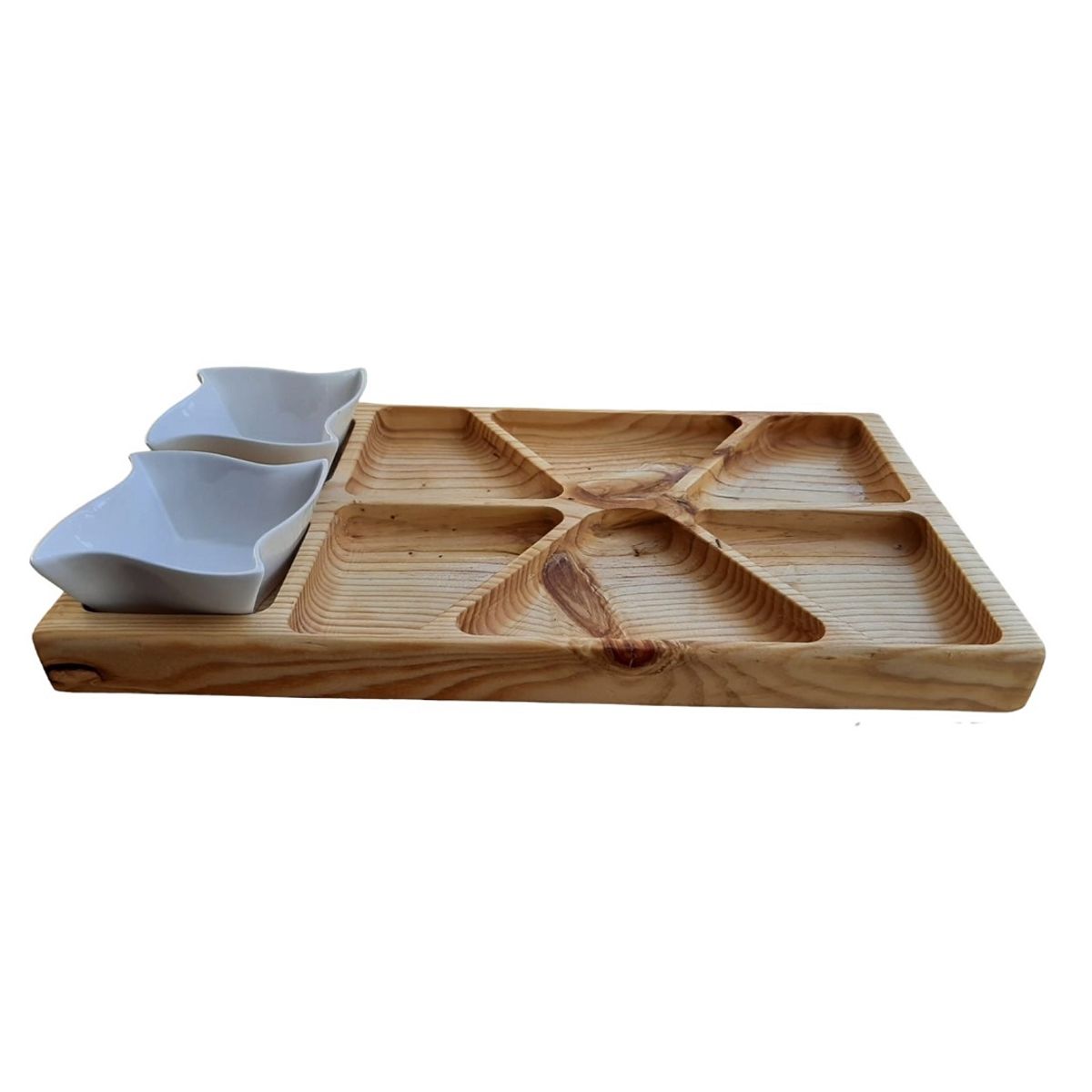 GENERICO - Tabla de aperitivo con 2 pocillos