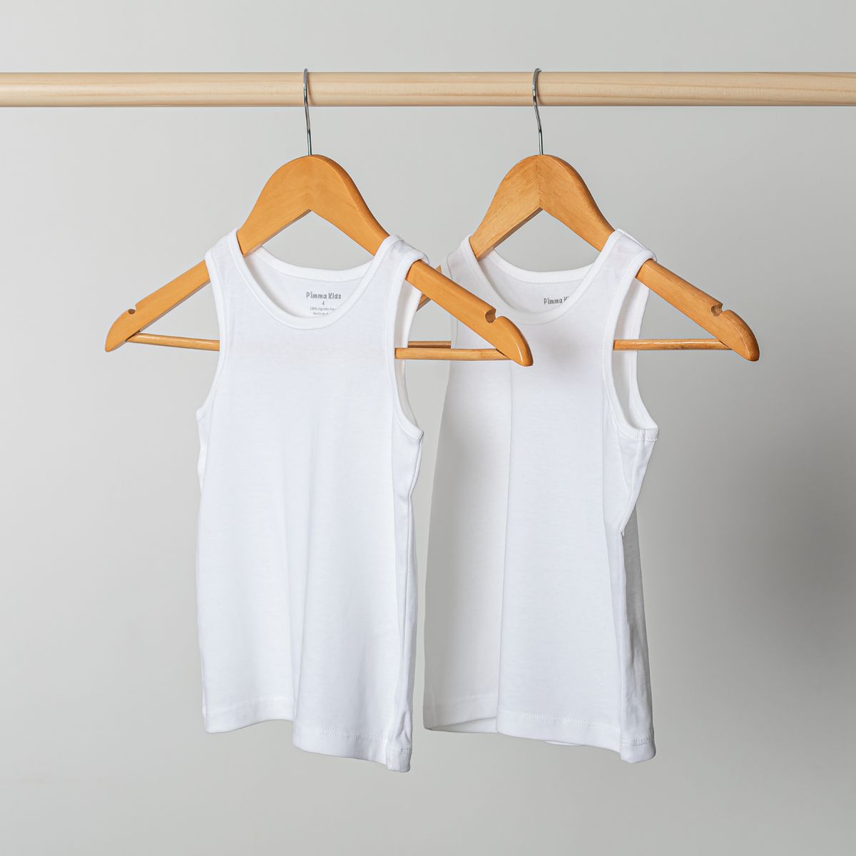 PIMMALU - Pack 2 Camisetas Sin Mangas Musculosas Primera Capa Niños 100% Algodón Pima Peruano