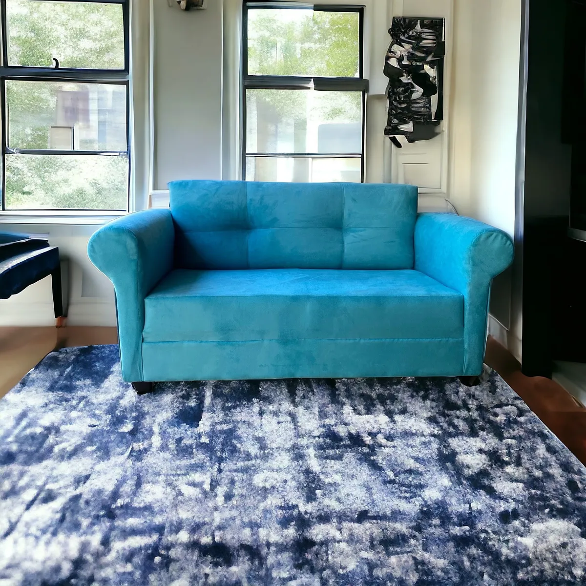 GENERICO - Sofa 2 Cuerpos Barcelona Felpa Turquesa