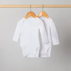 PIMMALU - Pack 2 Bodys Manga Larga Bebés Blacos Algodón Pima Peruano