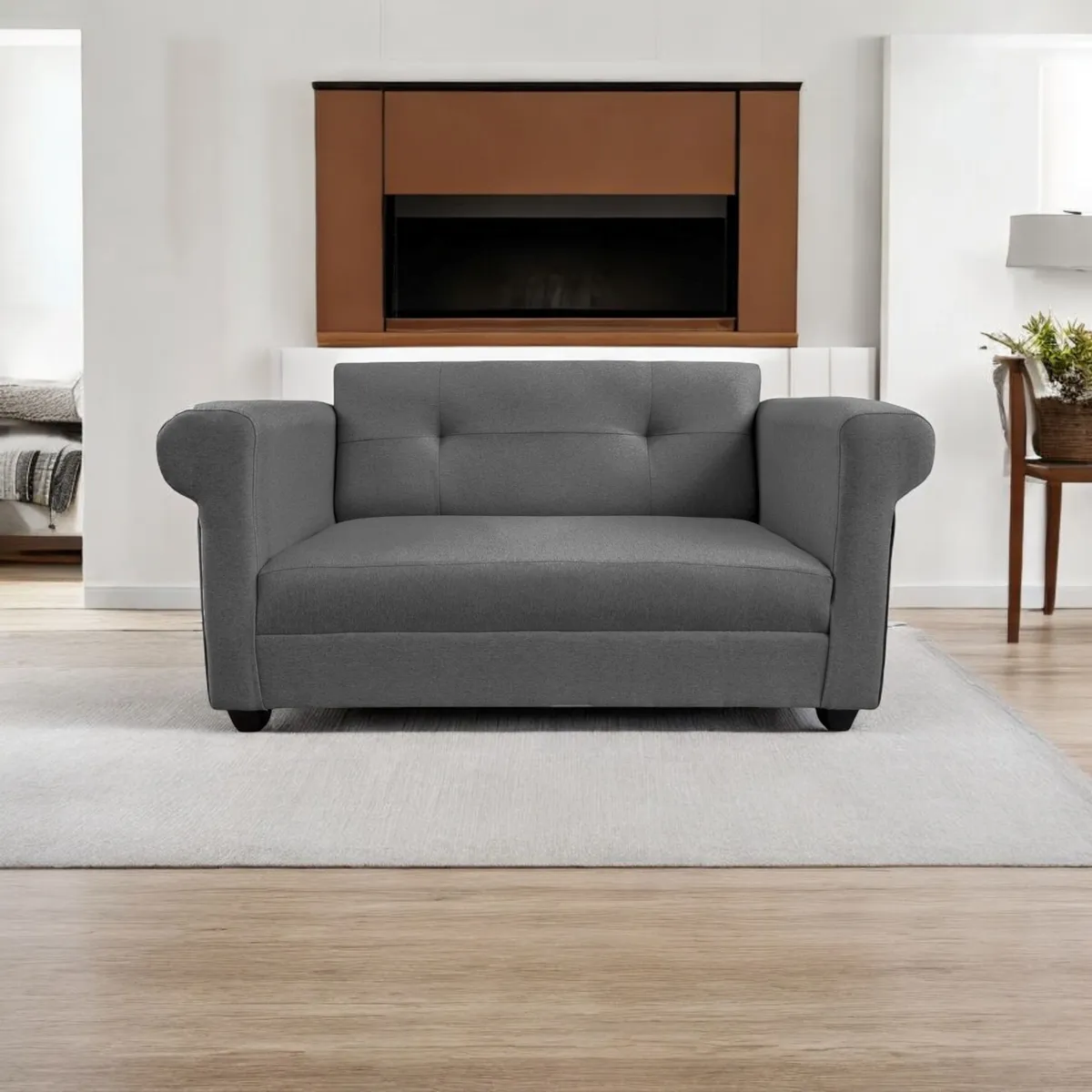 GENERICO - Sofa 2 Cuerpos Barcelona Tela Gris Oscuro