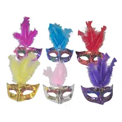 GENERICO - Pack Antifaces Fiesta Venecia Pluma X6