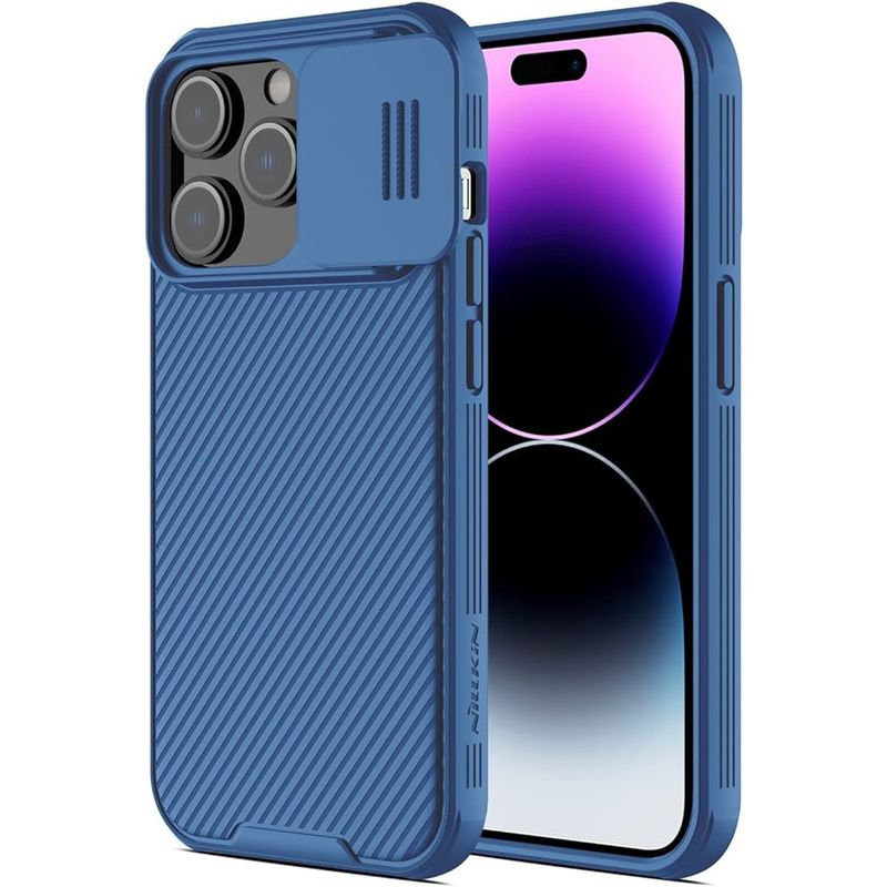 NILLKIN - Carcasa Nillkin Camshield Pro Para iPhone 14 Pro Azul + Vidrio