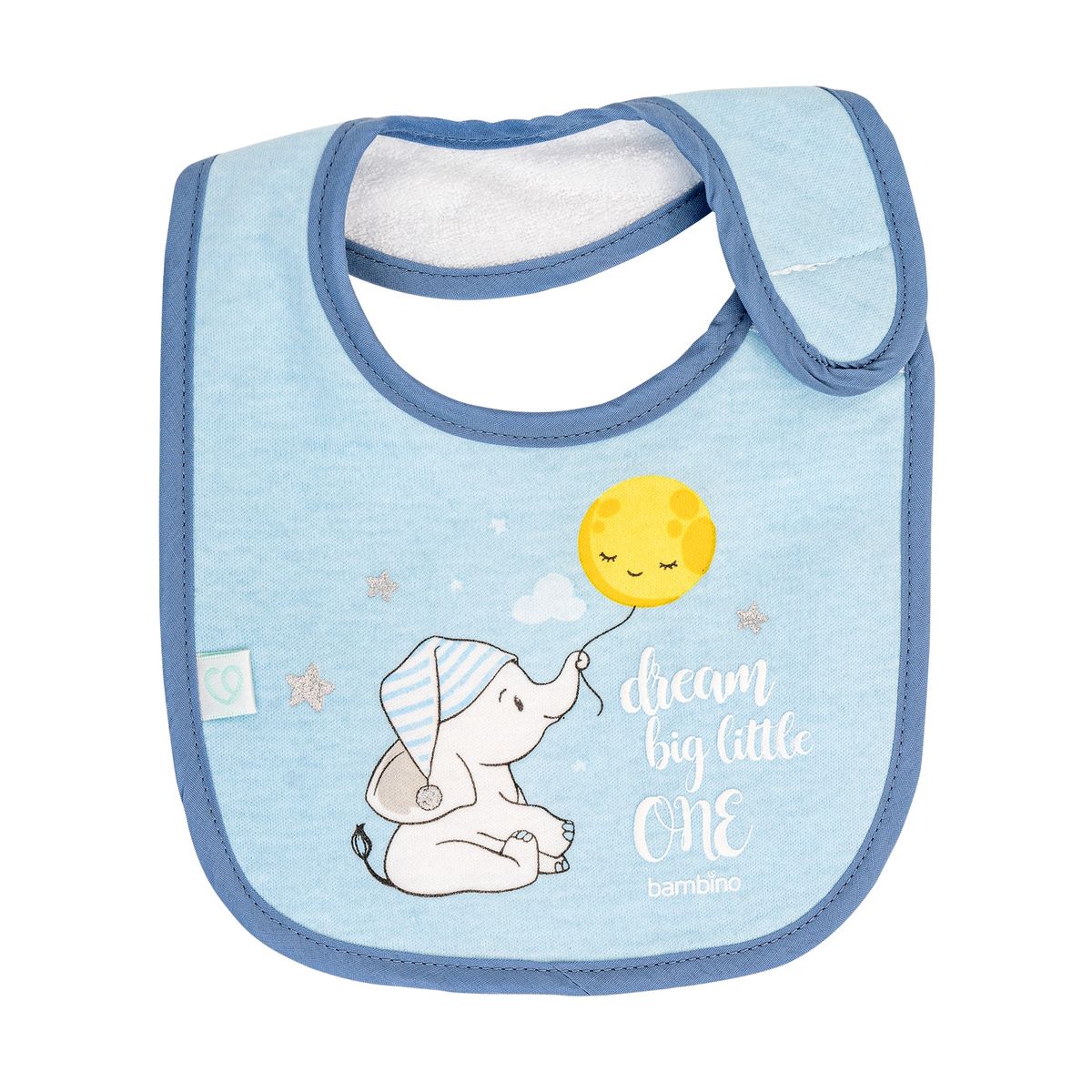 BAMBINO - Set 2 Baberos de Algodón Impermeables Azules para bebé