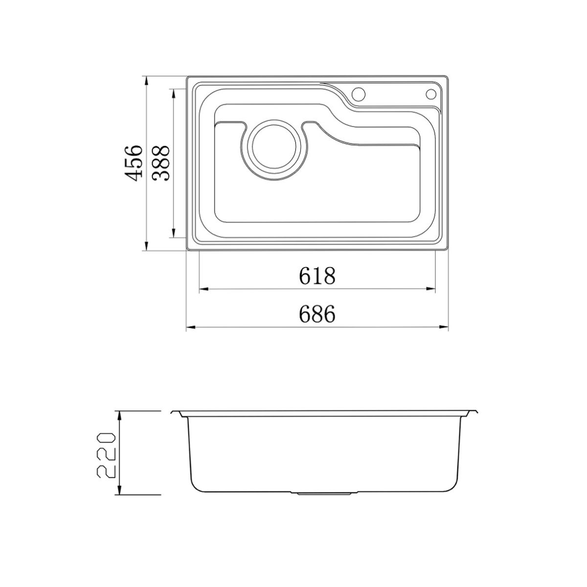 TAUMM - Lavaplatos Simple Empotrable Ancho 80x50x22 Cm Hessen