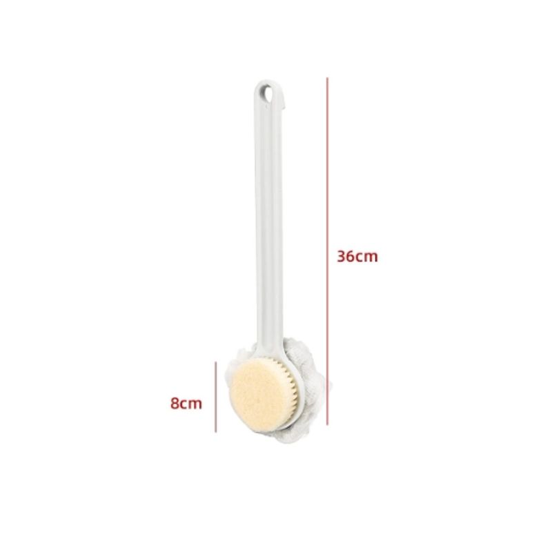 GENERICO - Cepillo De Ducha Exfoliador Corporal Doble Cara 36CM Blanco