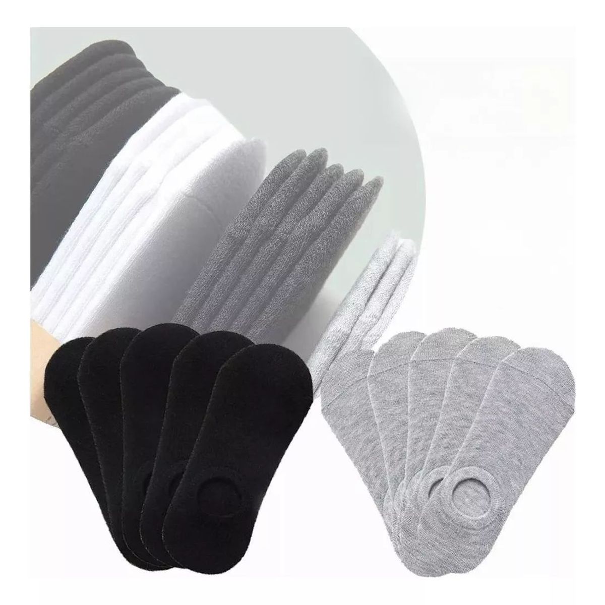 KUANGYE - Pack 10 Pares Calcetines Invisibles Cortos Algodón