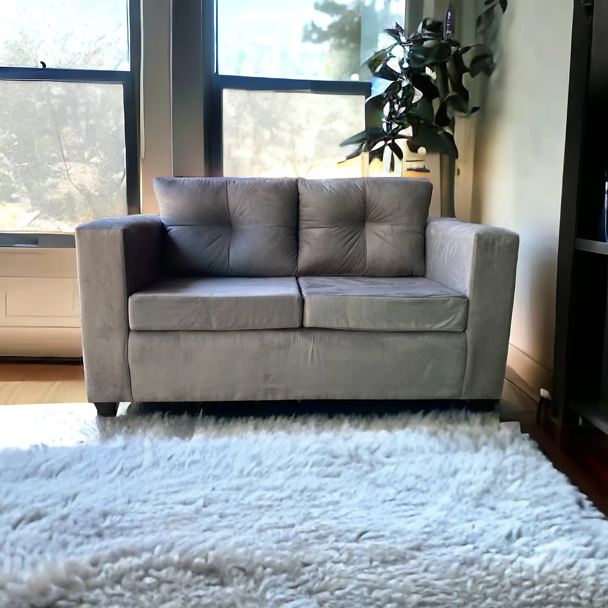 GENERICO - Sofa 2 Cuerpos Bilbao Felpa Gris