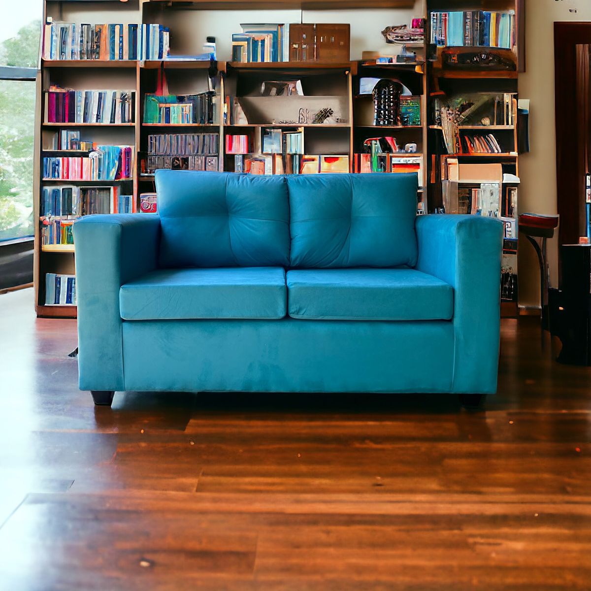 GENERICO - Sofa 2 Cuerpos Bilbao Felpa Turquesa