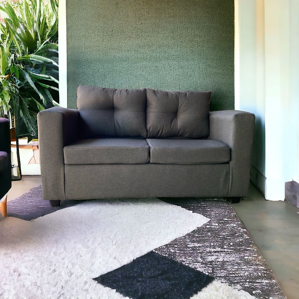 GENERICO - Sofa 2 Cuerpos Bilbao Tela Gris Oscuro