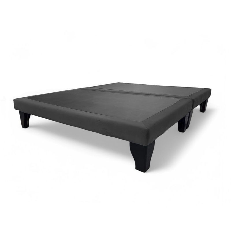 GENERICO - Base de Cama Europea 2 Plazas Dividida Felpa Negro