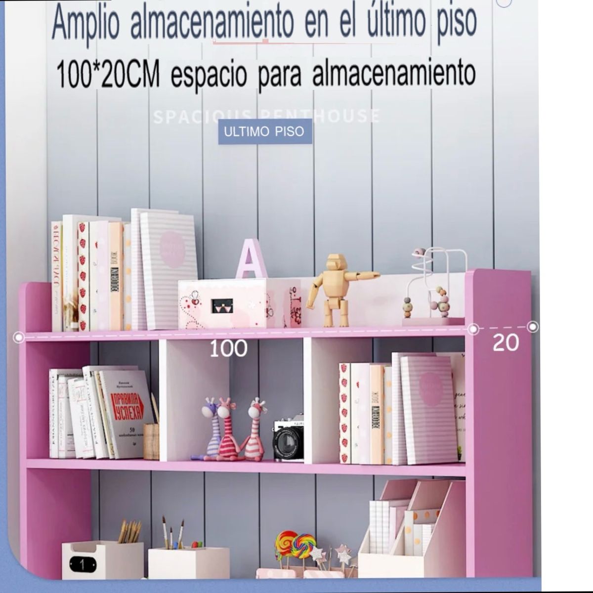 ACTUAL - Escritorio Rosado Multiuso Moderno Con Estantes