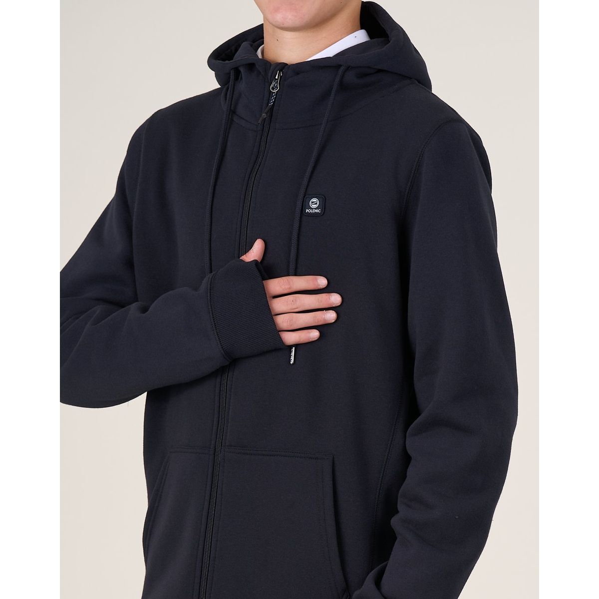 POLEMIC - POLERON ESCOLAR FRANELA FULL CIERRE Y GORRO 12 aXL Polemic